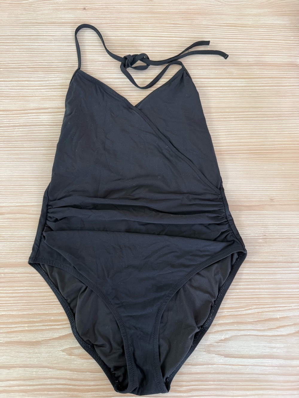 J. Crew Black Halter One-Piece Swimsuit with Side Ruching